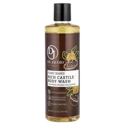Очищающее средство для тела Plant-Based Rich Castile, Organic Shea Butter, 16 oz (473 ml)