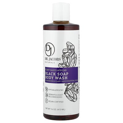 Dr. Jacobs Naturals очищающий гель для тела из африканского черного мыла, Lavender & Clary Sage, 16 oz (473 ml)