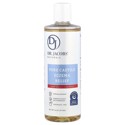 Dr. Jacobs Naturals Pure Castile средство для облегчения экземы, шампунь и гель для душа для детей, без отдушек, 16 oz (473 ml)