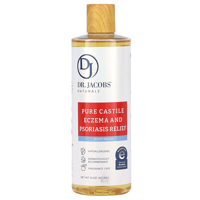 Dr. Jacobs Naturals Pure Castile средство для облегчения экземы и псориаза, гель для душа, без отдушек 16 oz (473 ml)