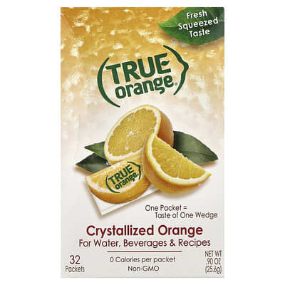 True Orange®, Crystallized Orange, 32 Packets, 0.90 oz (25.6 g)