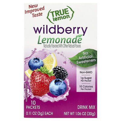 Напиток True Lemon, лимонад Wildberry, 10 пакетиков по 0.11 oz (3 g)
