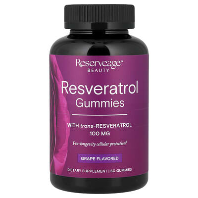 Reserveage Beauty жевательные конфеты с ресвератролом, виноград, 60 шт