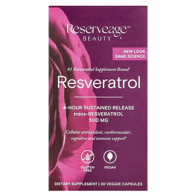 Reserveage Beauty Resveratrol, 30 вегетарианских капсул