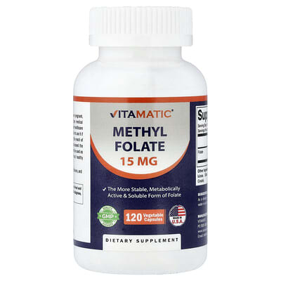 Метилфолат Vitamatic, 15 mg, 120 растительных капсул