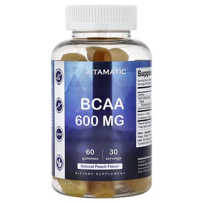 BCAA мармеладные витамины, Natural Peach, 60 шт (300 mg на одну штуку)