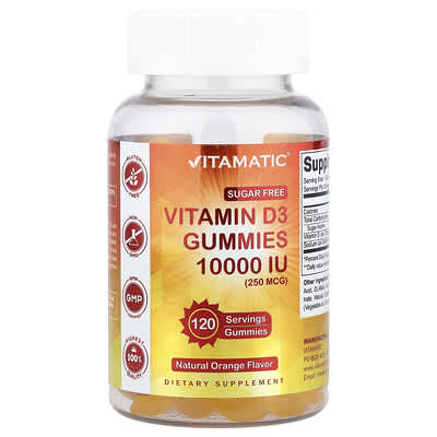 Витамин D3 мармелад, натуральный апельсин, 250 mcg (10,000 IU), 120 шт