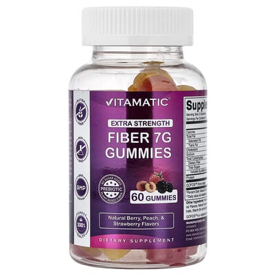 Fiber Gummies, Natural Berry, Peace & Strawberry, 60 Gummies