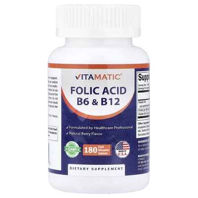 Folic Acid B6 & B12, Natural Berry, 180 Fast Dissolve Tablets