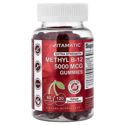 Methyl B-12 Gummies, Natural Cherry, 120 Gummies (2,500 mcg per Gummy)