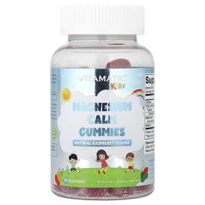 Детский, Magnesium Calm Gummies, Natural Raspberry, 60 мармеладных капсул