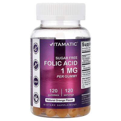 Folic Acid, Natural Orange, 1 mg, 120 Gummies