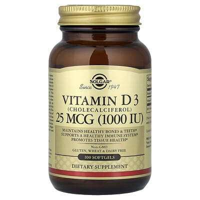 Vitamin D3, 25 mcg (1,000 IU), 100 Softgels