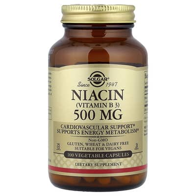 Ниацин (Витамин B3), 500 mg, 100 растительных капсул