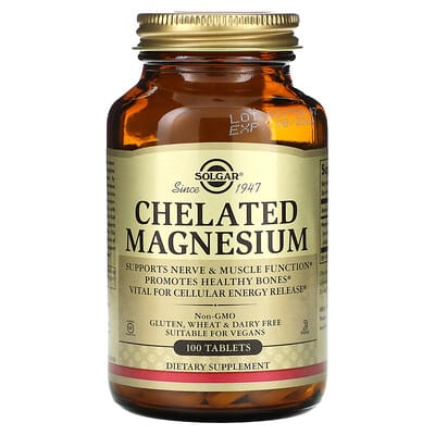 Chelated Magnesium, 100 Tablets (100 mg per Tablet)