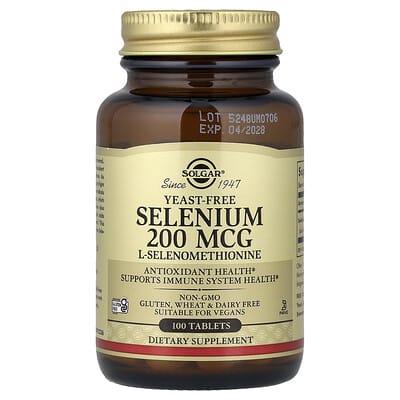 Selenium, Yeast-Free, 200 mcg, 100 Tablets