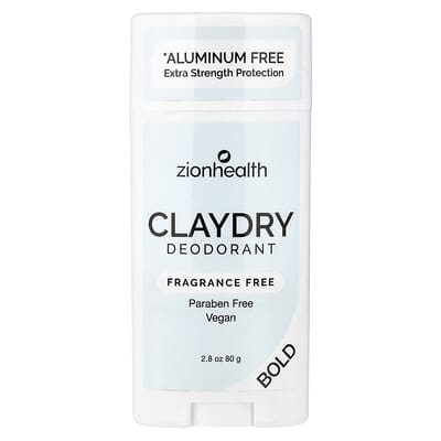 Bold, ClayDry Deodorant, Fragrance Free, 2.8 oz (80 g)