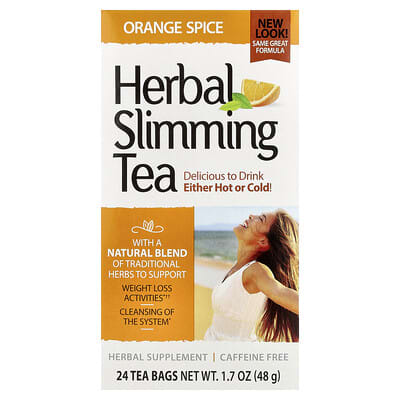 Herbal Slimming Tea, Orange Spice, Caffeine Free, 24 Tea Bags, 1.7 oz (48 g) травяной чай