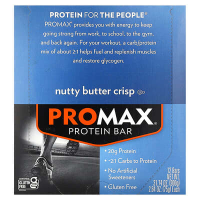 Протеиновый батончик NuGo Nutrition Promax Nutty Butter Crisp, 12 шт., 2.64 oz (75 g)
