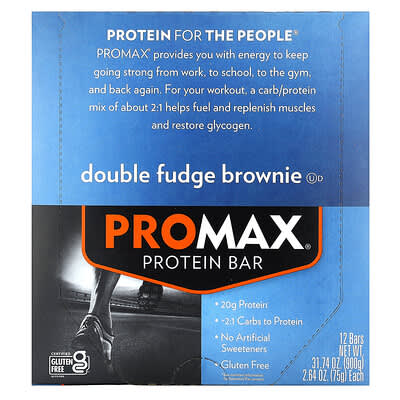 NuGo Nutrition Протеиновый батончик ProMax Double Fudge Brownie 12 Bars 2.64 oz (75 g) Each