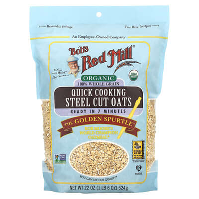 Овсяные хлопья Steel Cut Organic Quick Cooking, 1 lb 6 oz (624 g)