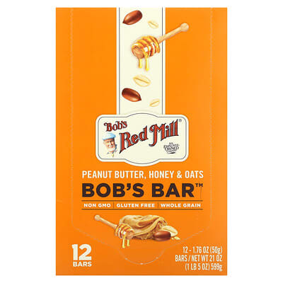 Bob's Bar™, Peanut Butter, Honey & Oats, 12 Bars, 1.76 oz (50 g) Each