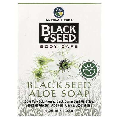 Мыло Amazing Herbs Black Seed, Aloe Bar Soap, 4.25 oz (120 g)