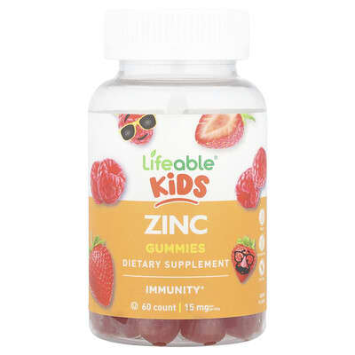 Kids Zinc Gummies, Berry, 15 mg, 60 Gummies