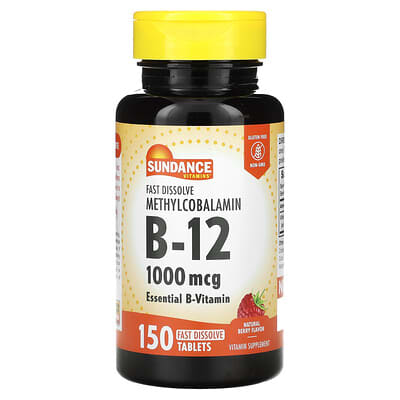 Метилкобаламин B-12 Sundance Vitamins, Fast Dissolve, Natural Berry, 1,000 mcg, 150 шт