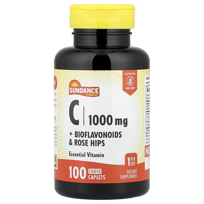 Vitamin C + Bioflavonoids & Rose Hips, 100 Vegan Coated Caplets