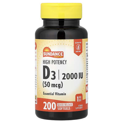 High Potency Vitamin D3, 50 mcg (2,000 IU), 200 Quick Release Softgels