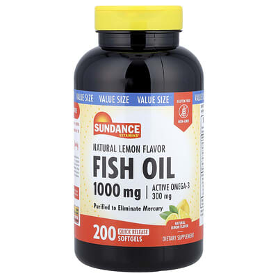 Рыбий жир Sundance Vitamins Natural Lemon 1,000 mg 200 капсул