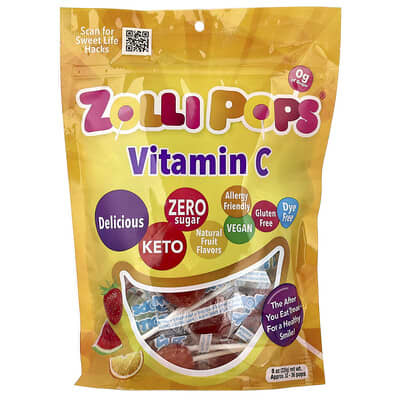 Леденцы Zollipops Vitamin C Pops 8 oz (226 g)