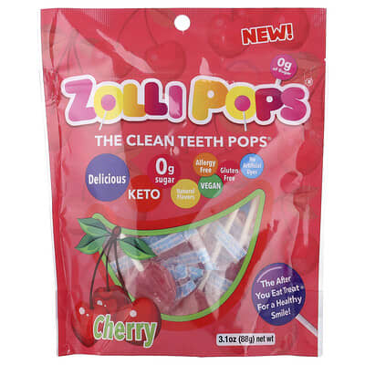 Zollipops The Clean Teeth Pops®, вишня, 3.1 oz (88 g)