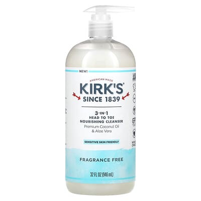 Kirk's 3-In-1 очищающее средство для всего тела, без отдушек, 32 fl oz (946 ml)