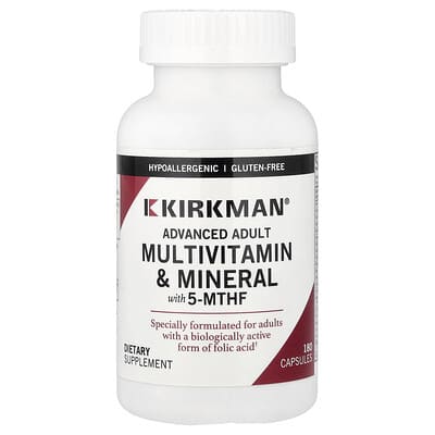 Мультивитамины и минералы Kirkman Labs Advanced Adult с 5-MTHF, 180 капсул