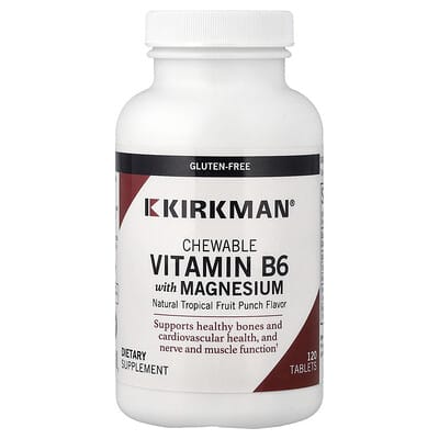 Витамины Kirkman Labs Chewable Vitamin B6 with Magnesium, Natural Tropical Fruit Punch, 120 таблеток