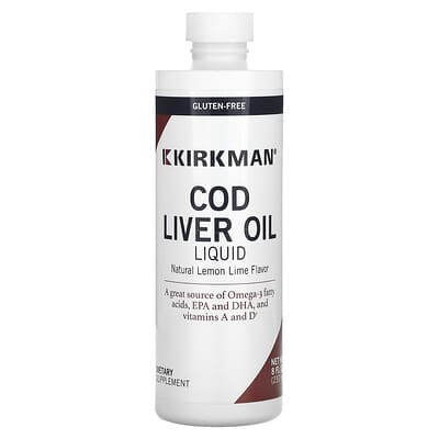 Kirkman Labs жидкое рыбье масло, натуральный лимонно-лаймовый вкус, 8 fl oz (237 ml)