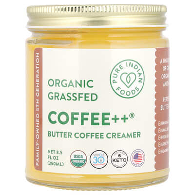 Кофейный сливочный автосмешиватель Coffee++®, Organic Grassfed Butter Coffee Creamer, 8.5 fl oz (250 ml)