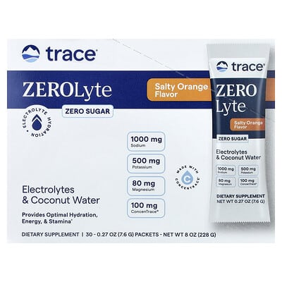 ZEROLyte, электролиты и кокосовая вода, соленый апельсин, 30 пакетиков, 0.27 oz (7.6 g) каждый
