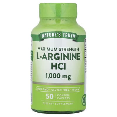 L-Arginine HCL, 1,000 mg, 50 покрытых таблеток