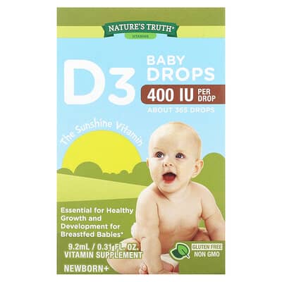 Детские витаминные капли Nature's Truth Vitamins D3 Baby Newborn+ 9.2 ml