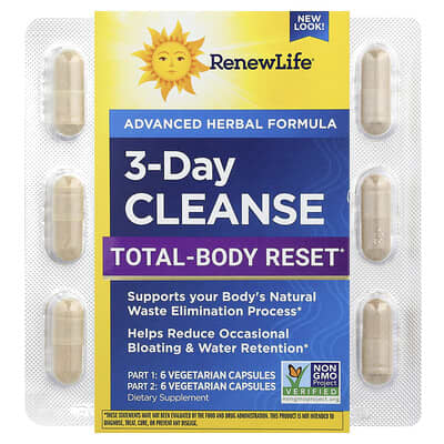 3-Day Cleanse, комплексное очищение организма, 12 вегетарианских капсул