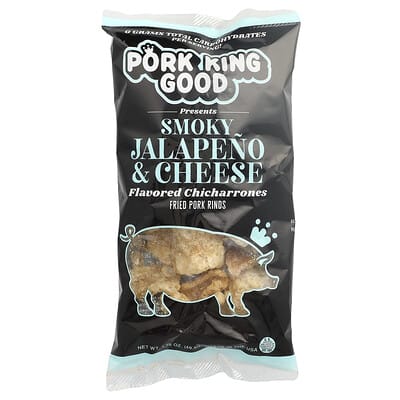 Ароматизированные чипсы Pork King Good, копченый халапеньо и сыр, 1.75 oz (49.5 g)