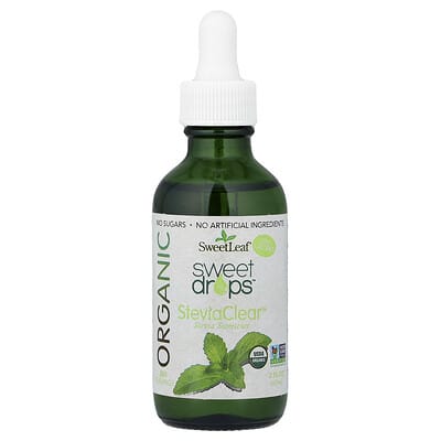 SweetLeaf Stevia Органический подсластитель Organic Sweet Drops™, SteviaClear™, 2 fl oz (60 ml)