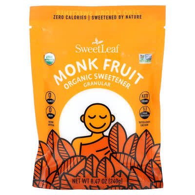 SweetLeaf Stevia Monk Fruit органический подсластитель, гранулированный, 8.47 oz (240 g)