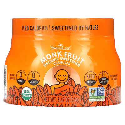Органический подсластитель SweetLeaf Stevia Monk Fruit, гранулы, 8.47 oz (240 g)