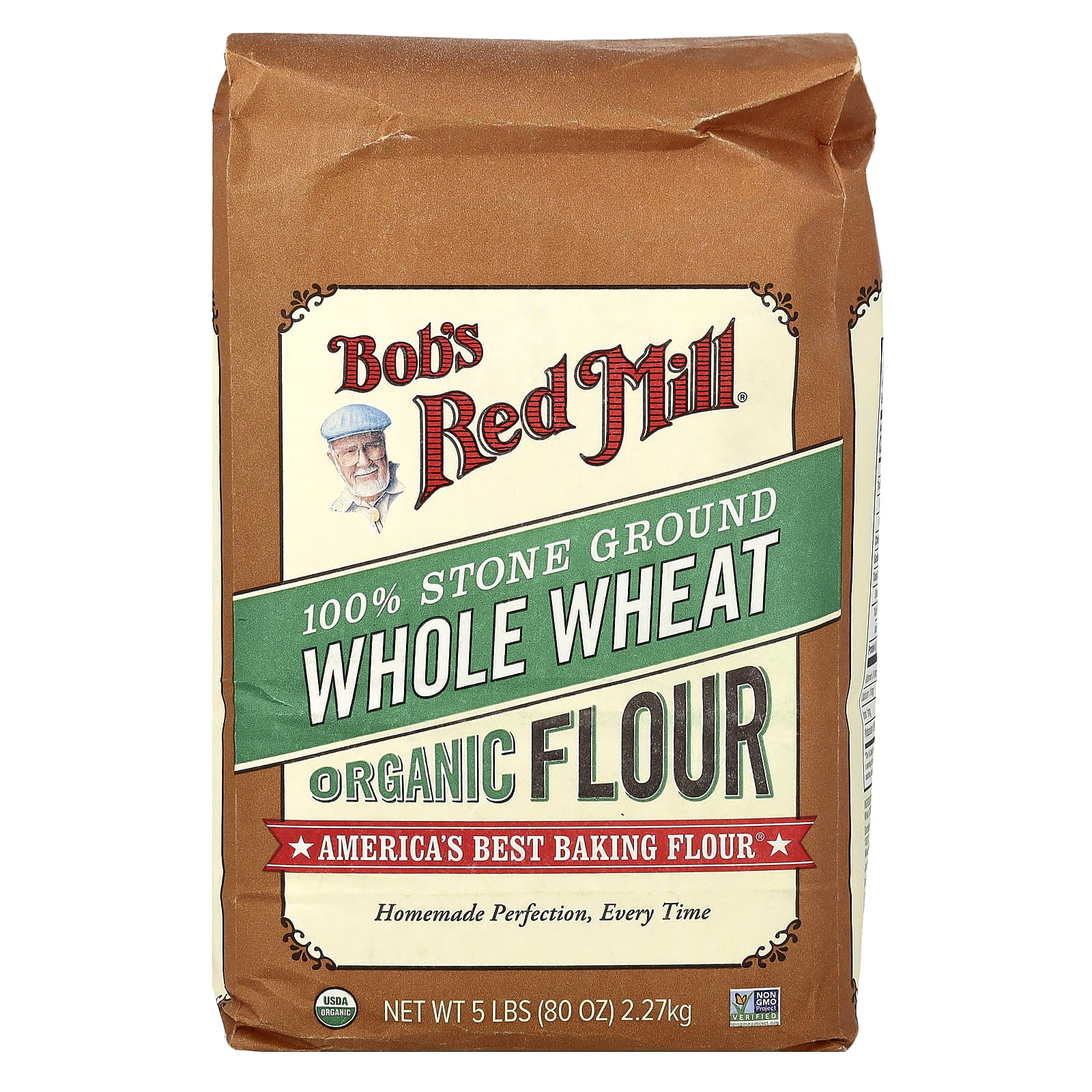 Organic 100% Stone Ground Whole Wheat Flour, 80 oz (2.27 kg)