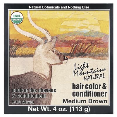 Натуральный краситель и кондиционер для волос, Medium Brown, 4 oz (113 g)