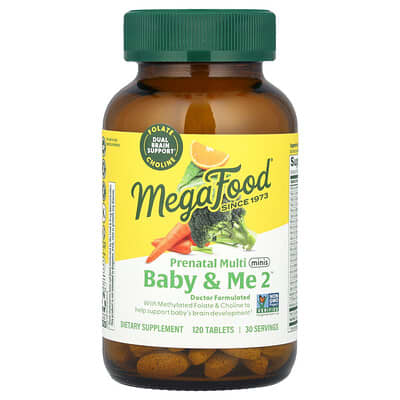 MegaFood Baby & Me 2™, пренатальные мультивитамины, 120 таблеток